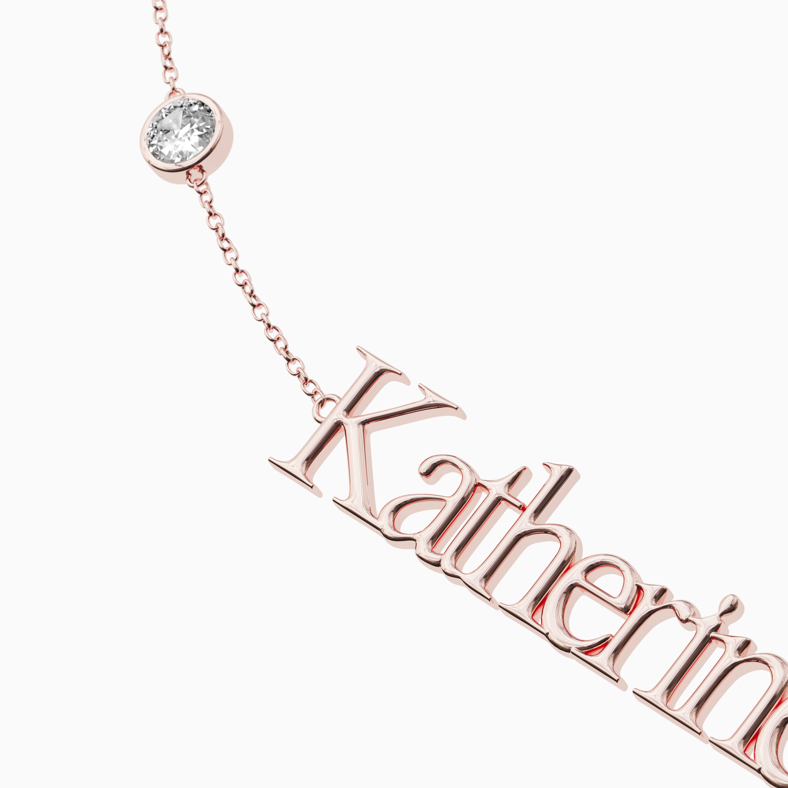 Signature Necklace - Single Name - Round Diamond Trinkets