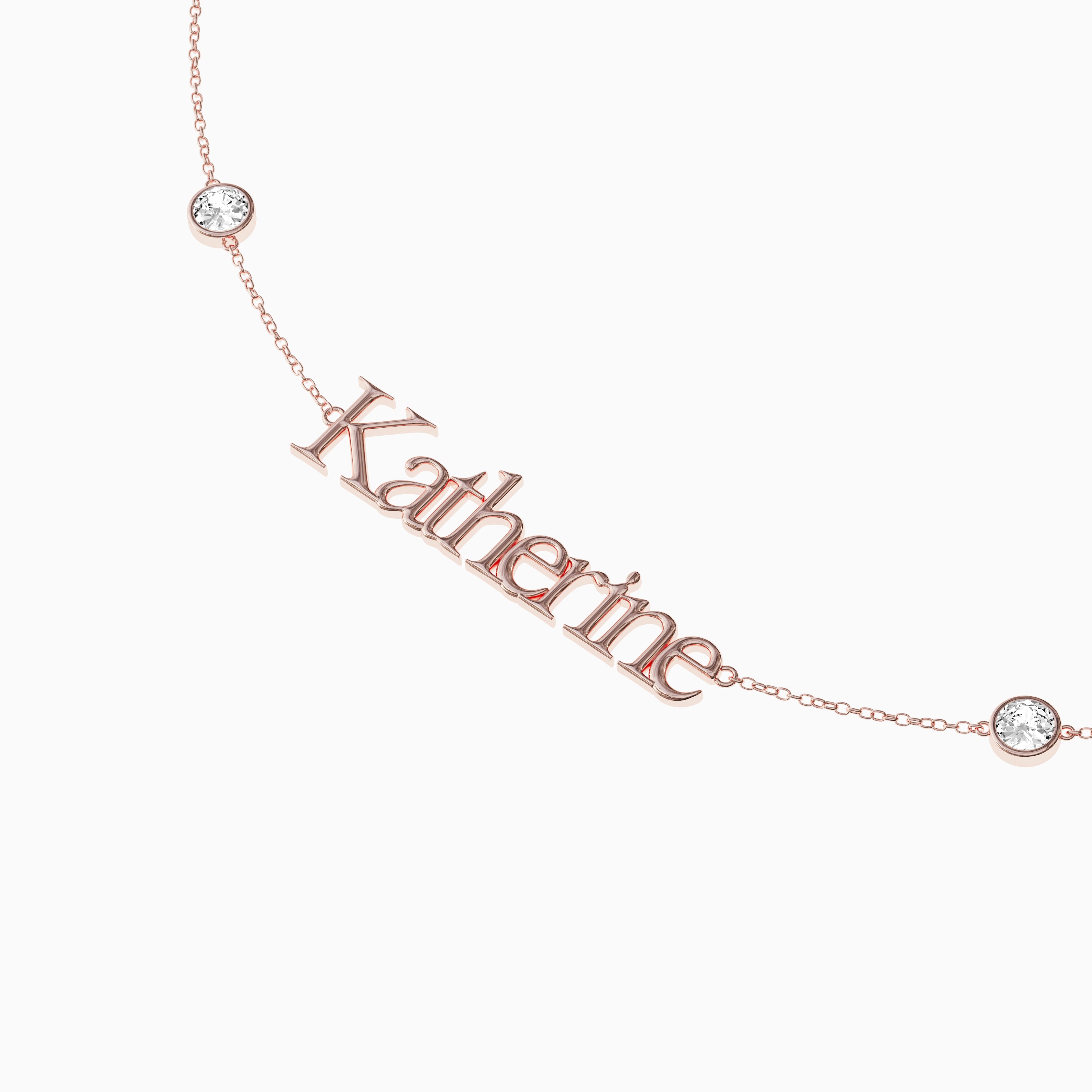 Signature Necklace - Single Name - Round Diamond Trinkets