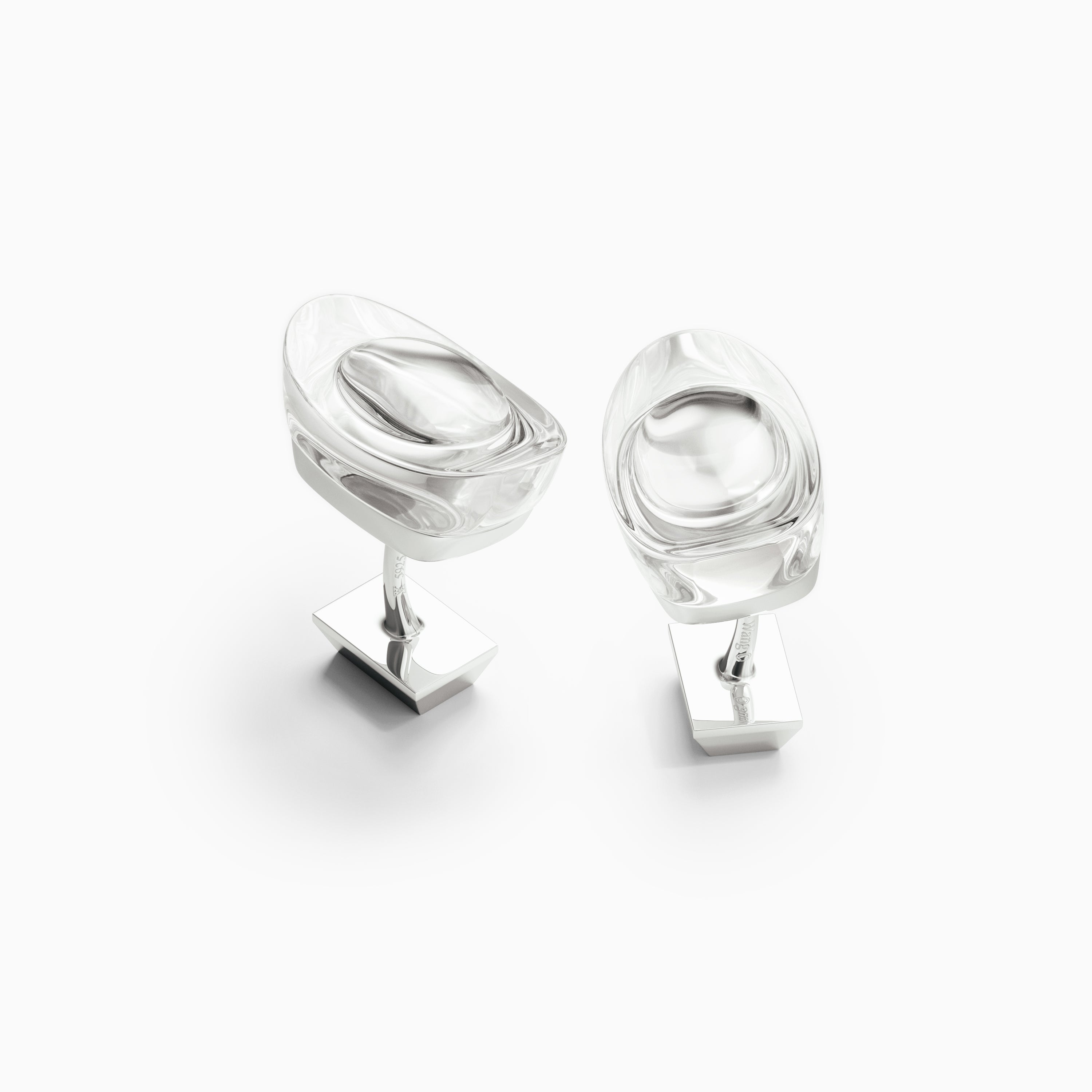 Yuan Bao Fortune Cufflinks - White Crystal