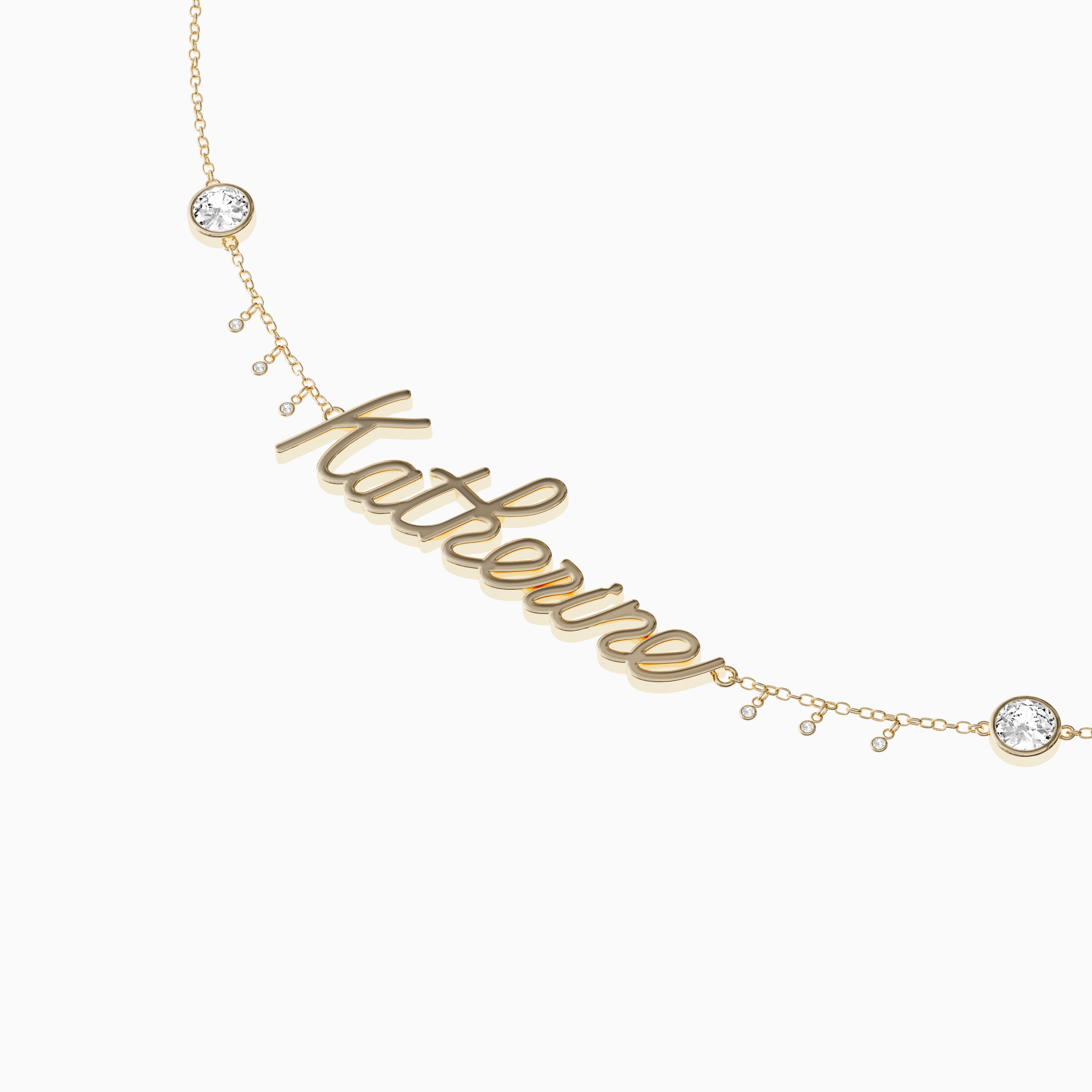 Signature Necklace - Triple - Round Diamond Trinkets and Diamond Droplets