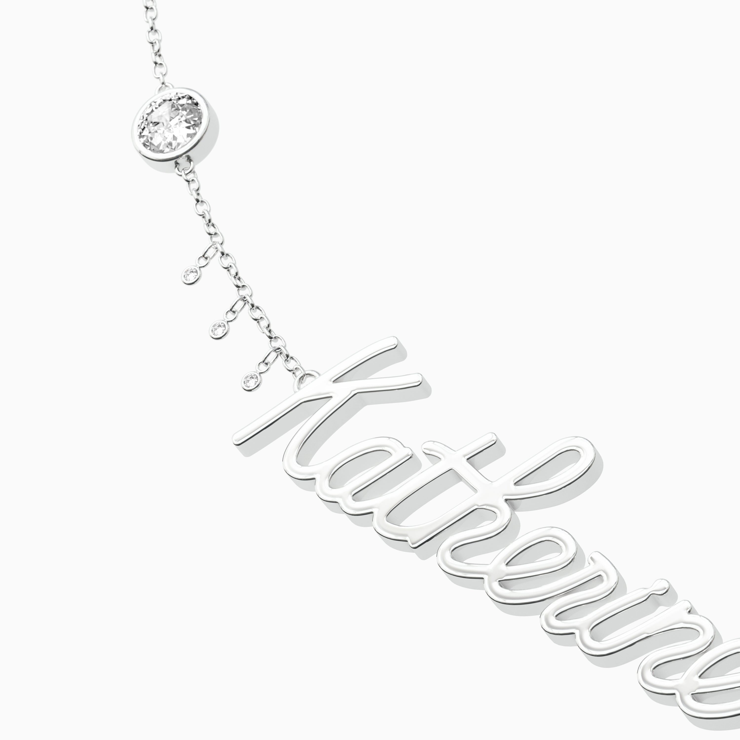 Signature Necklace - Single Name - Round Diamond Trinkets and Diamond Droplets